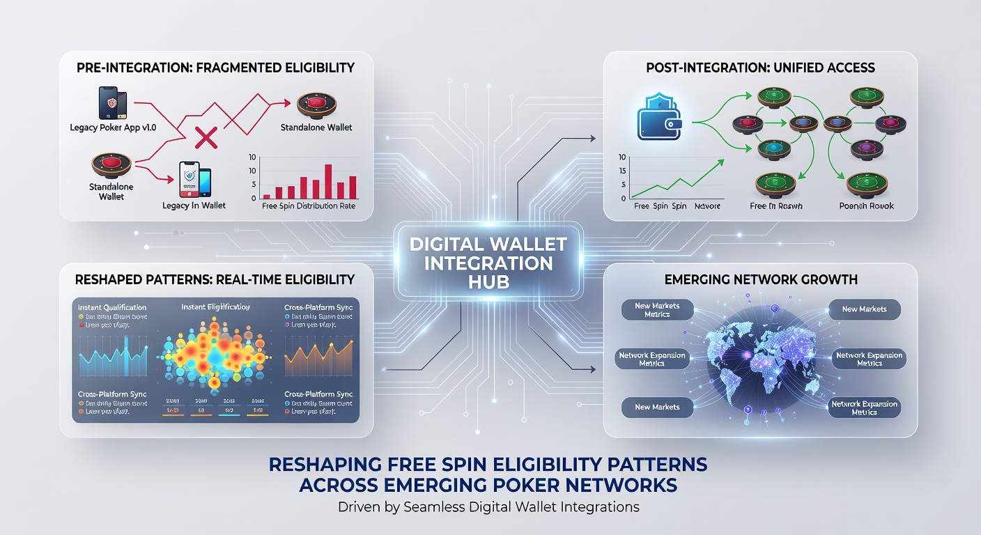 Poker network dashboard displaying wallet integration metrics and free spin eligibility tracking