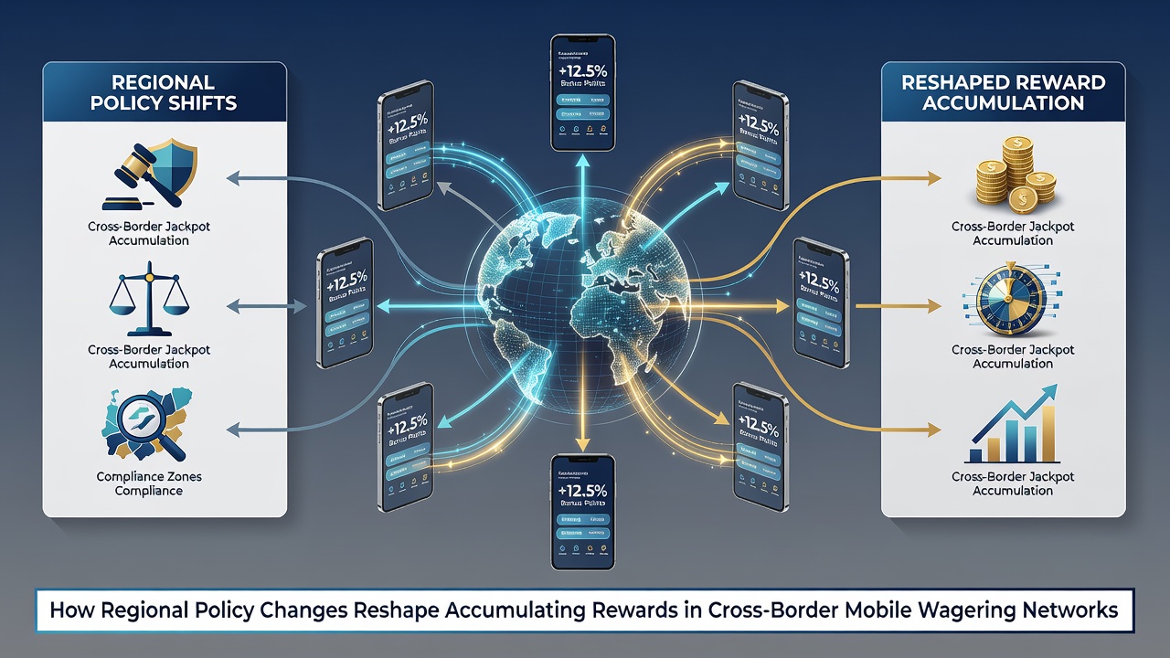 Mobile wagering app screens showing updated reward dashboards and policy compliance notices