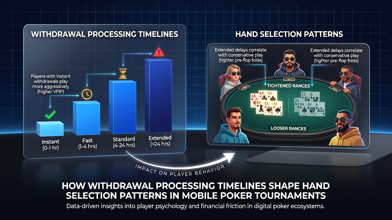 Analytics dashboard displaying withdrawal timeline correlations with poker hand selection metrics
